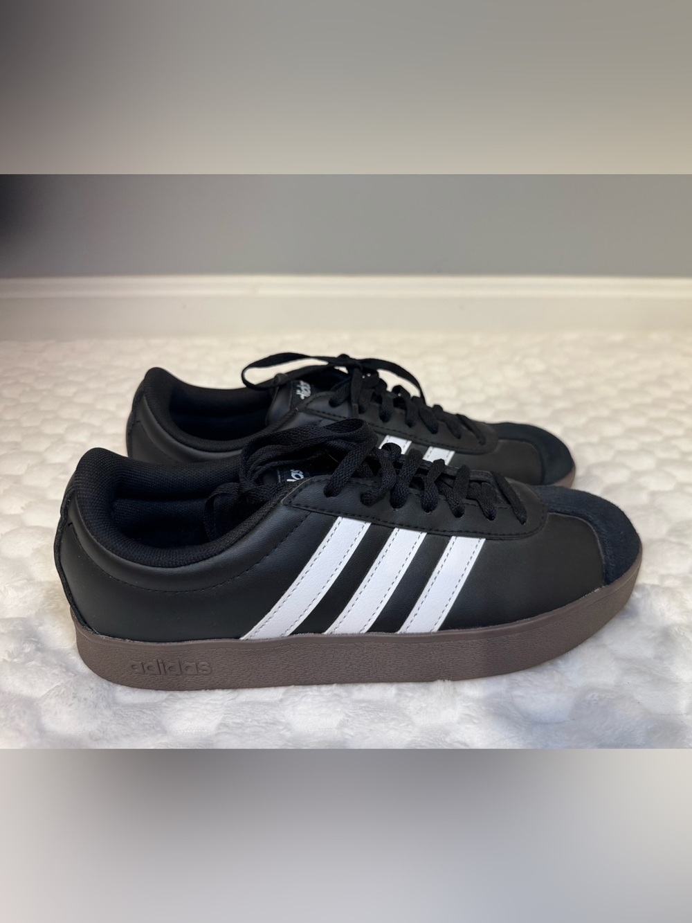 Adidas VL Court 3.0 K Low Top Sneakers Black White Women